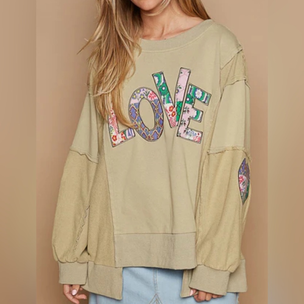 POL LOVE French Terry Love Graphic Sweatshirt
